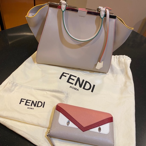 FENDI Vitello Petite 3Jours Tote Grigio Polvere